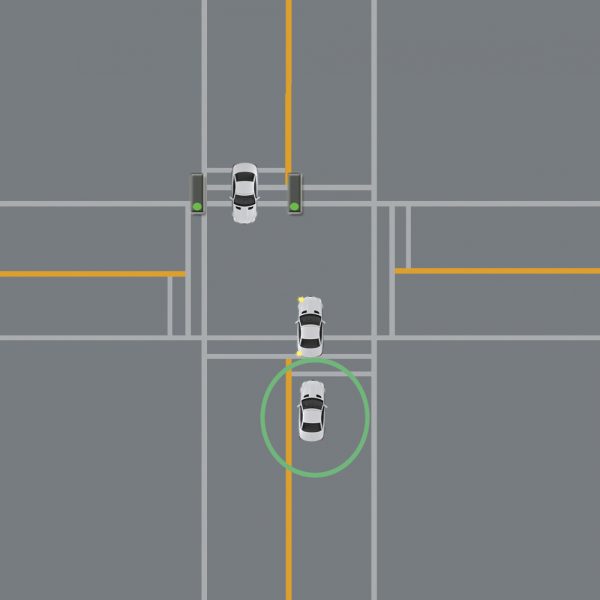 wait behind line for intersection