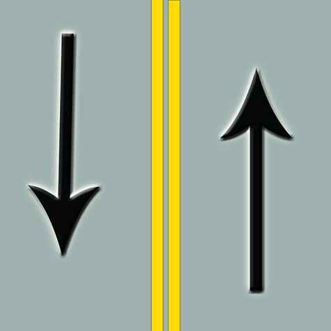 road lines yellow lines separate traffic moving in opposite directions 