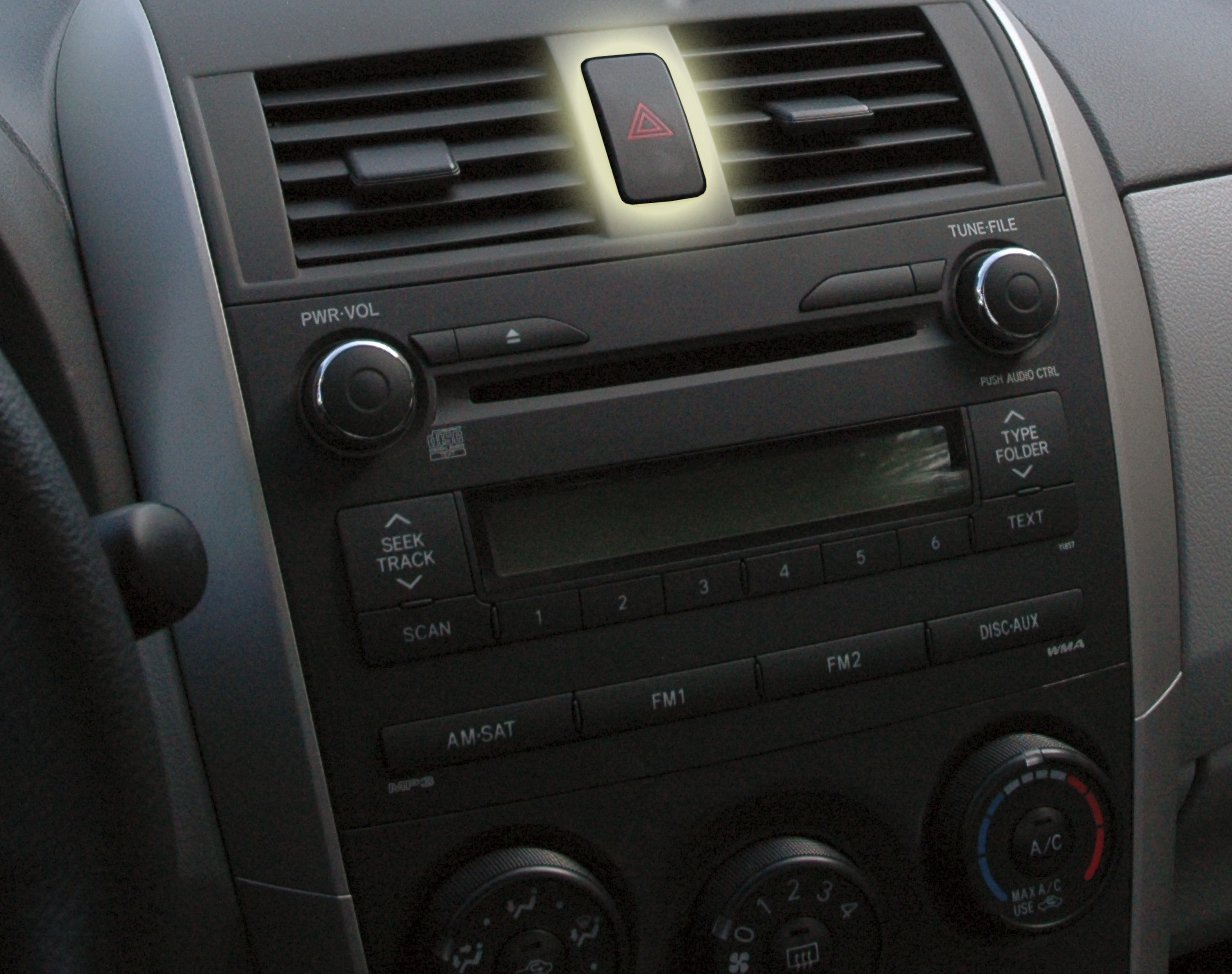 Hazard Light inside vehicle upside down yield sign