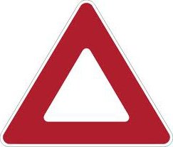upside down yield sign 