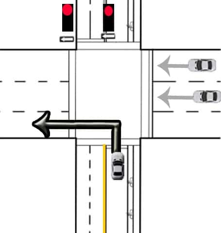 left turn red light