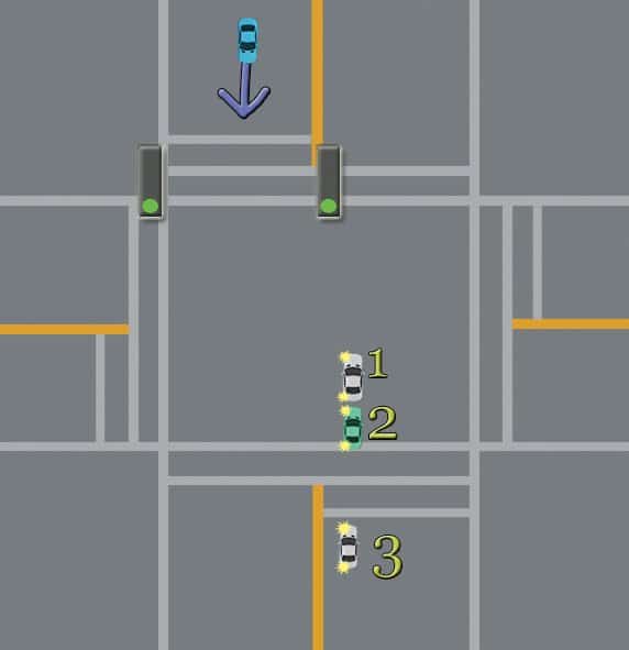 vehicles in intersection