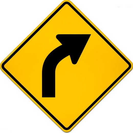 curve ahead road sign