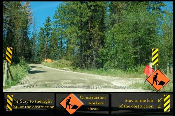 construction and obstruction road signs 