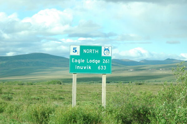 green road sign northwest territories