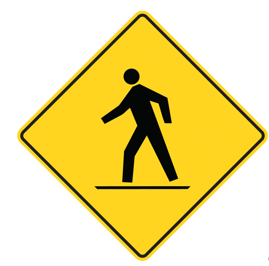 crosswalk ahead warning sign 