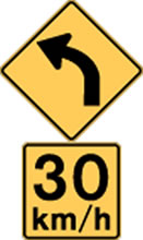 yellow speed sign 30 km 