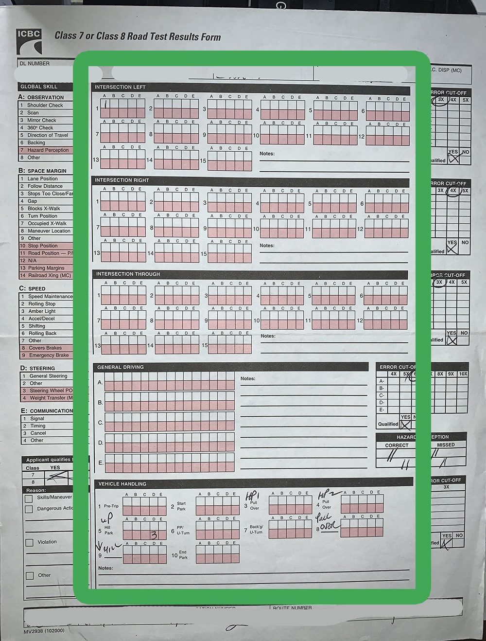 ICBC Road Test Results Sheet - BC Driving Blog | Canada & USA