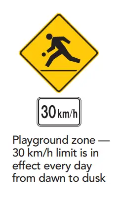 British Columbia Playground Zone Sign 