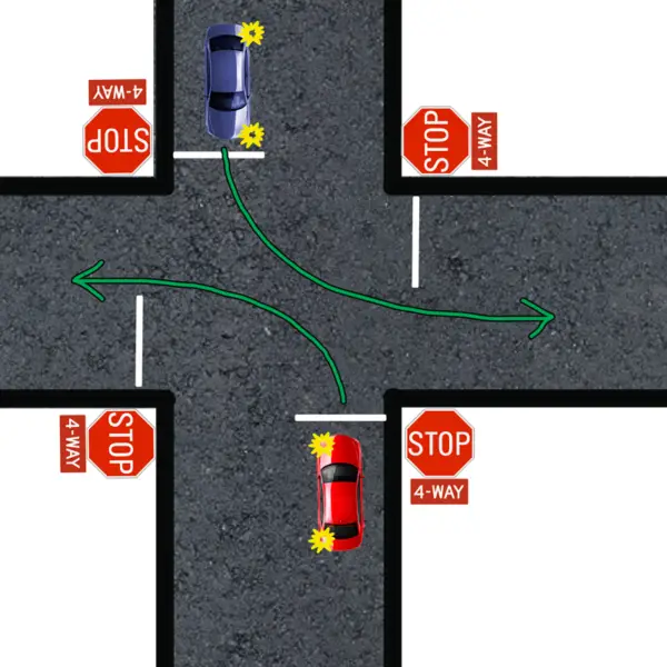 left turn four way stop