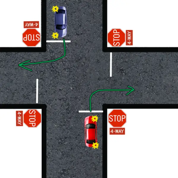 right turn four way stop