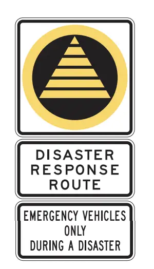 disaster response route road sign Canada 