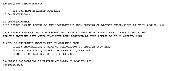 icbc drivers abstract online