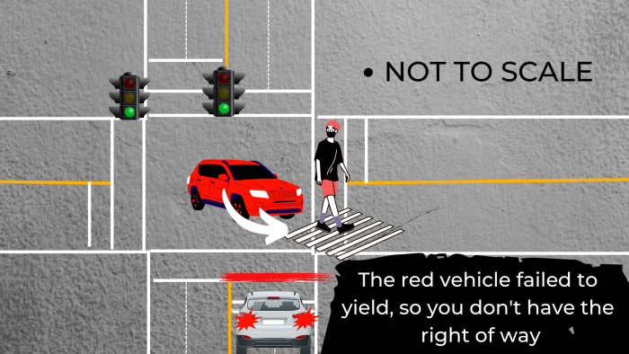 Right turn yielding to left turning vehicle at a green light intersection 
