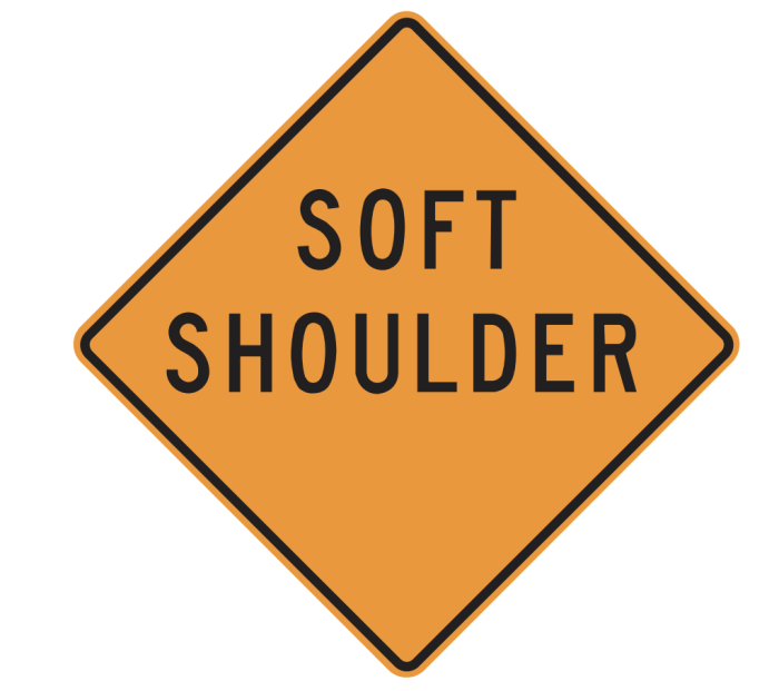 Soft shoulder construction road sign 