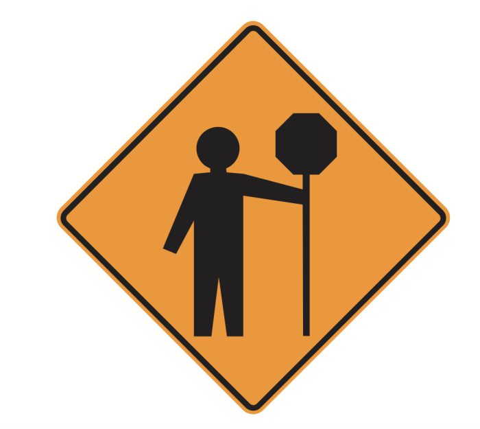 Traffic Control Person Ahead Road Sign Construction 