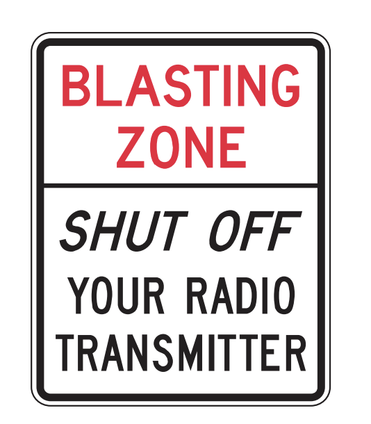 Blasting Zone Construction Road Sign 