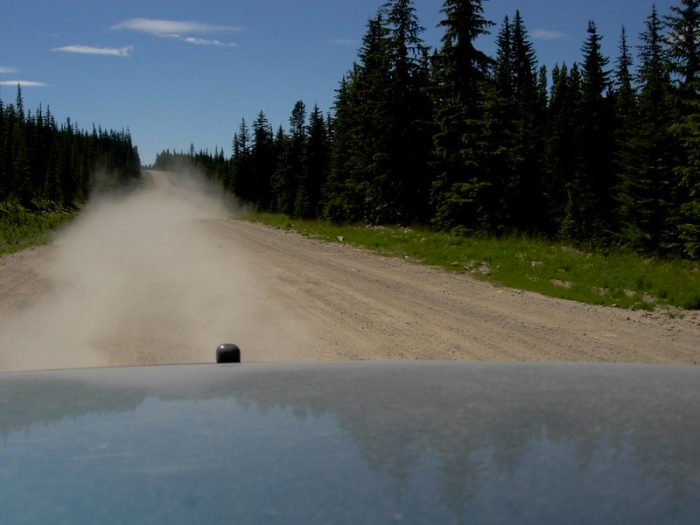 Driving on a dirt road 