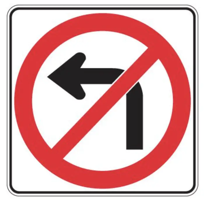 do not turn left sign 
