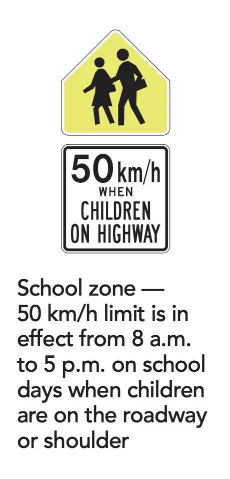 School zone BC sign when children on highway 