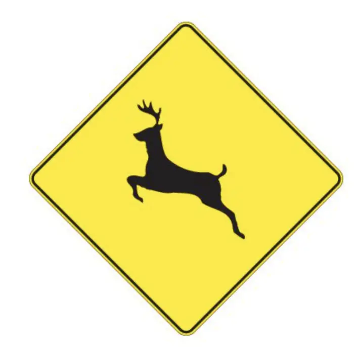 Yellow road sign Deer BC 