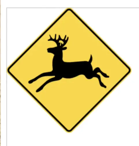 Yellow road sign Deer 