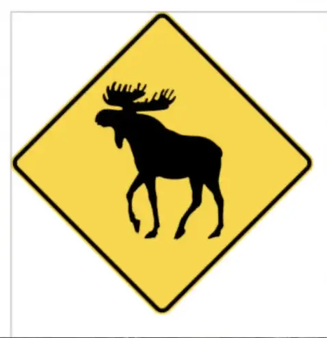 Yellow road sign Moose 