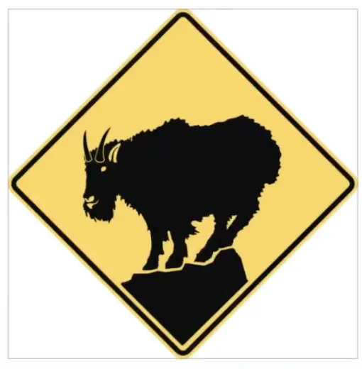 Yellow road sign Mountain Goats