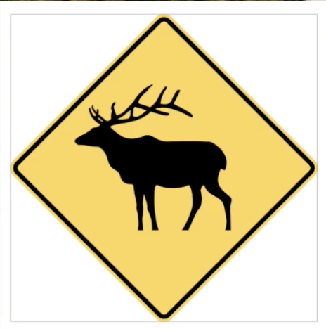 Yellow road sign Caribou 